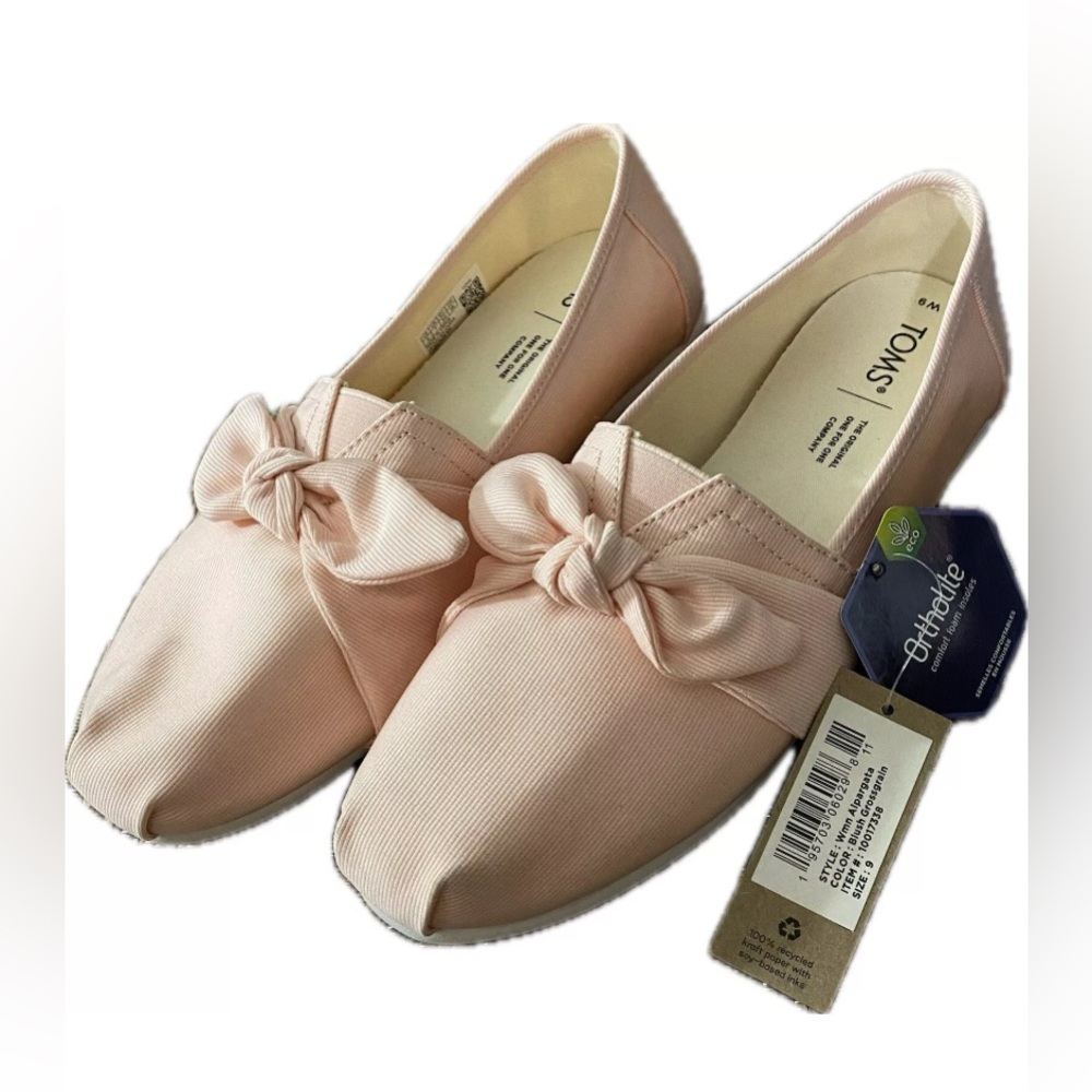 Toms Classic Spanish Villa Crosshatch Linen Bow Size 9
